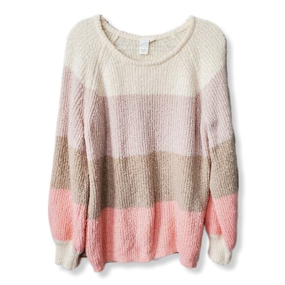 Ady P Chunky Popcorn Pullover Sweater XL Neutral Cozy Cabincore Outdoors Beach - Picture 1 of 10
